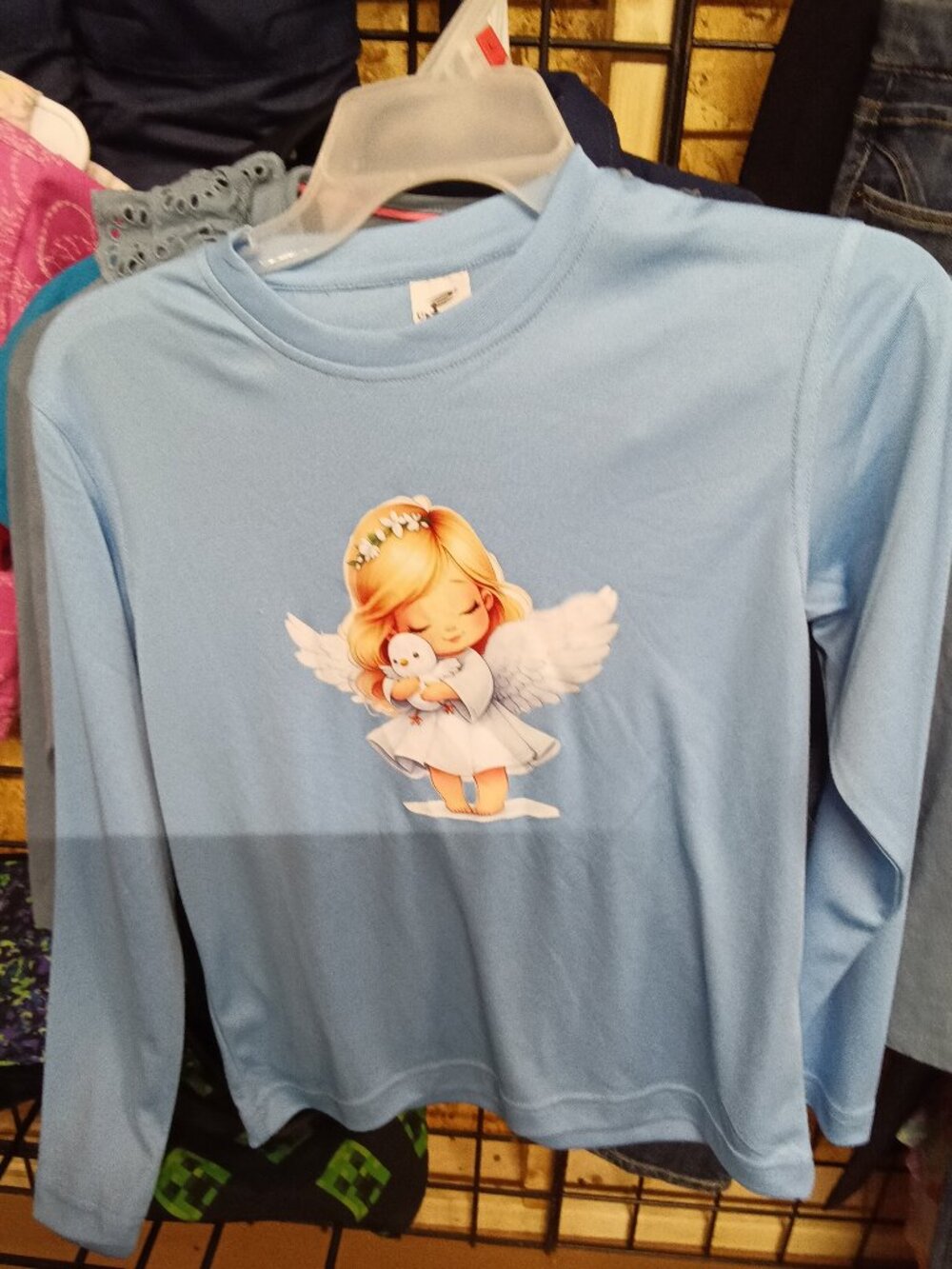 UltraClub Youth Angel Graphic Long Sleeve Shirt Size S/P